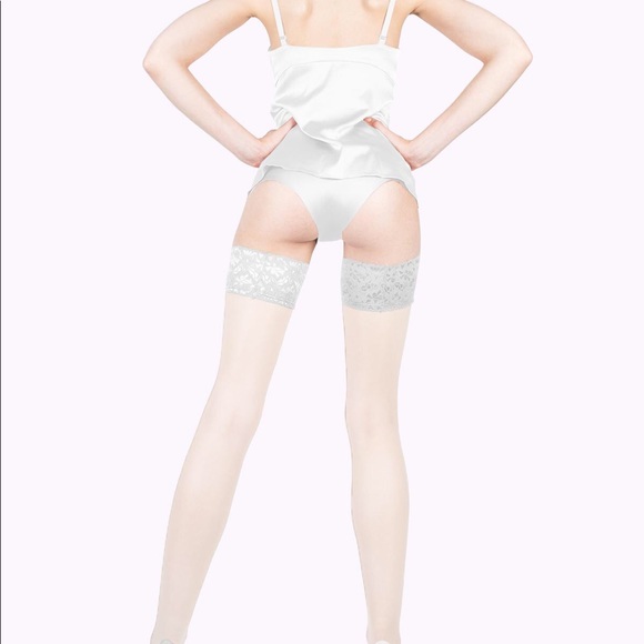 Ivory white thigh highs stockings - Picture 4 of 5